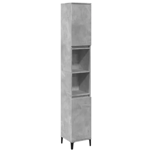 Betonszürke szerelt fa fürdőszobaszekrény 30 x 30 x 190 cm