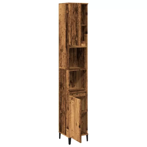 Antik fa színű szerelt fa fürdőszobaszekrény 30 x 30 x 190 cm
