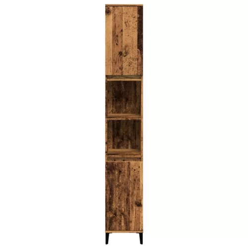 Antik fa színű szerelt fa fürdőszobaszekrény 30 x 30 x 190 cm
