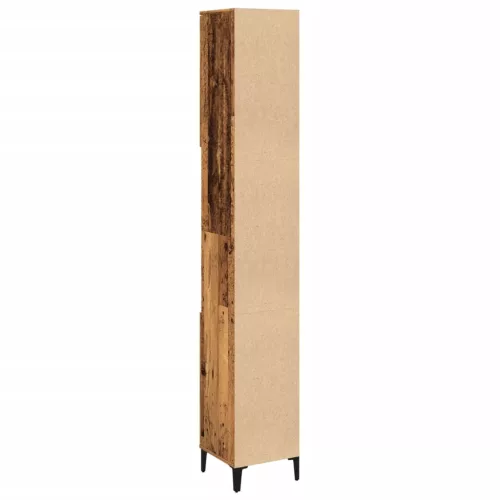 Antik fa színű szerelt fa fürdőszobaszekrény 30 x 30 x 190 cm