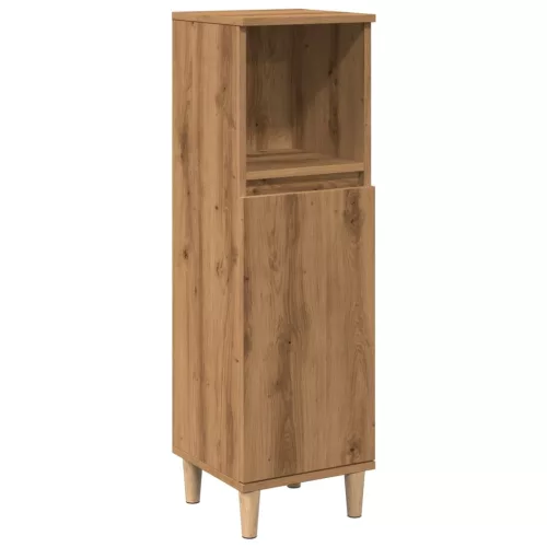 Kézműves tölgy színű szerelt fa fürdőszobaszekrény 30x30x100 cm