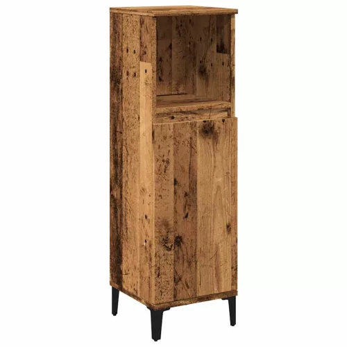 Antik fa színű szerelt fa fürdőszobaszekrény 30 x 30 x 100 cm