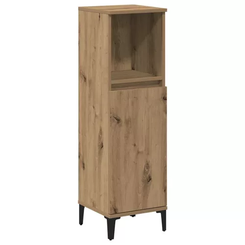 Kézműves tölgy színű szerelt fa fürdőszobaszekrény 30x30x100 cm