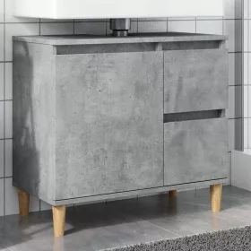 Betonszürke szerelt fa mosdószekrény 65 x 33 x 60 cm
