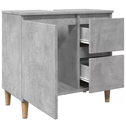 Betonszürke szerelt fa mosdószekrény 65 x 33 x 60 cm