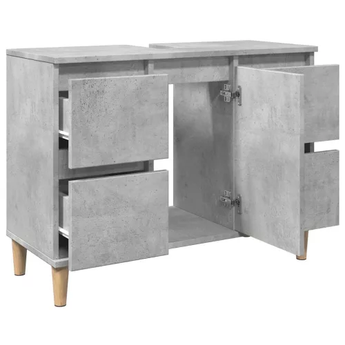 Betonszürke szerelt fa mosdószekrény 80 x 33 x 60 cm