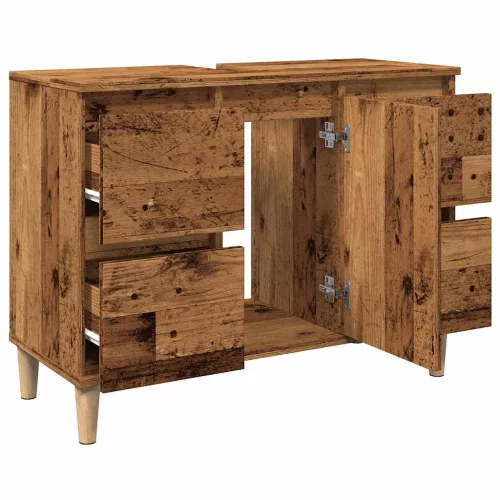Antik fa színű szerelt fa mosdószekrény 80 x 33 x 60 cm