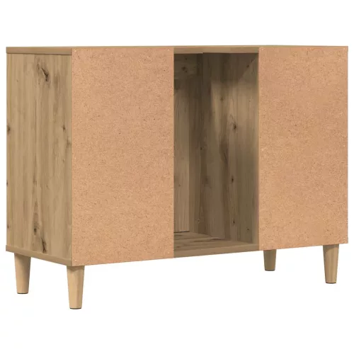 Kézműves tölgy színű szerelt fa mosdószekrény 80 x 33 x 60 cm