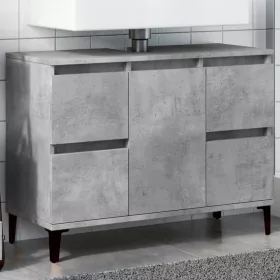 Betonszürke szerelt fa mosdószekrény 80 x 33 x 60 cm