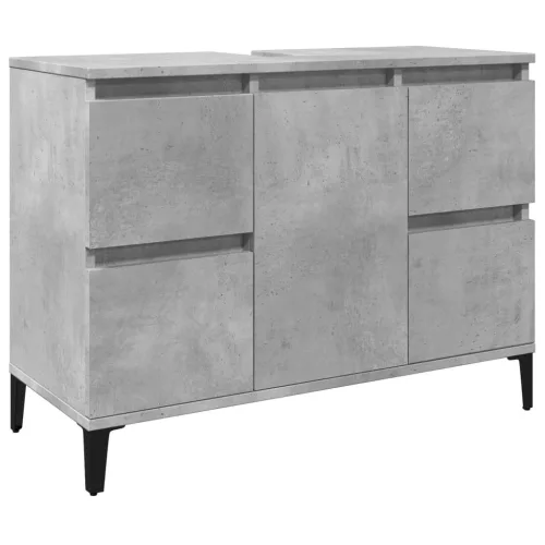 Betonszürke szerelt fa mosdószekrény 80 x 33 x 60 cm