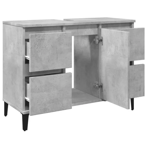 Betonszürke szerelt fa mosdószekrény 80 x 33 x 60 cm