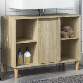   Sonoma tölgy színű szerelt fa mosdószekrény 80 x 33 x 60 cm