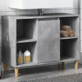   Betonszürke szerelt fa fürdőszobaszekrény 80 x 33 x 60 cm