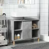 Betonszürke szerelt fa fürdőszobaszekrény 80 x 33 x 60 cm