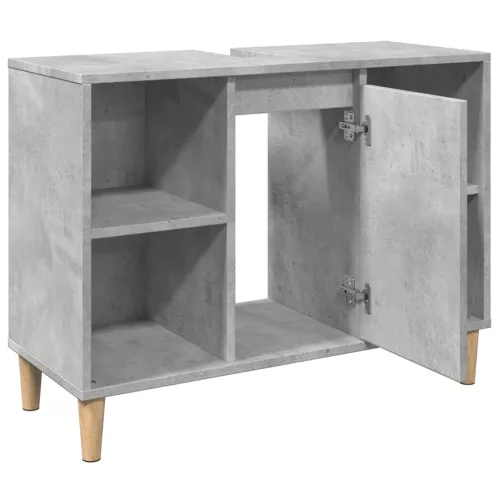 Betonszürke szerelt fa fürdőszobaszekrény 80 x 33 x 60 cm