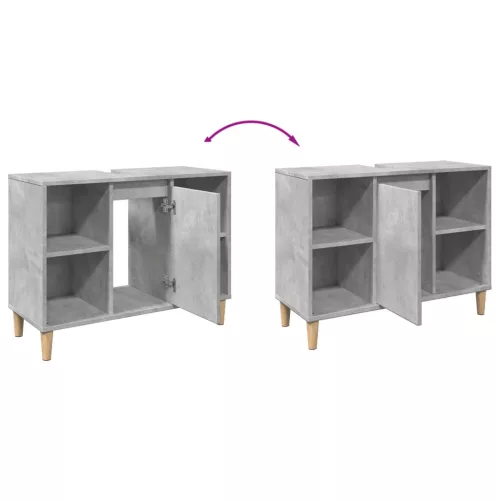 Betonszürke szerelt fa fürdőszobaszekrény 80 x 33 x 60 cm