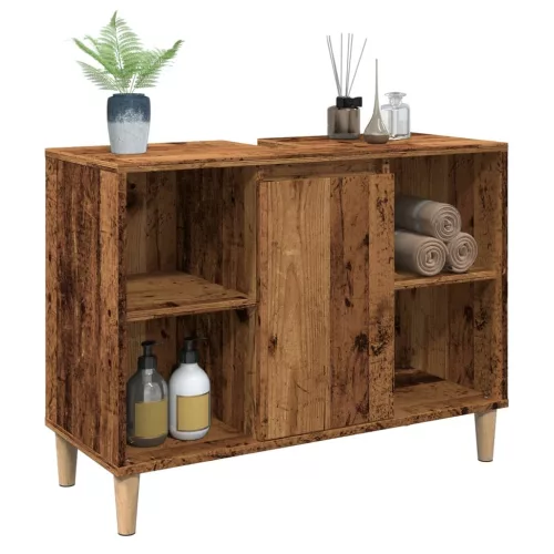 Antik fa színű szerelt fa mosdószekrény 80 x 33 x 60 cm