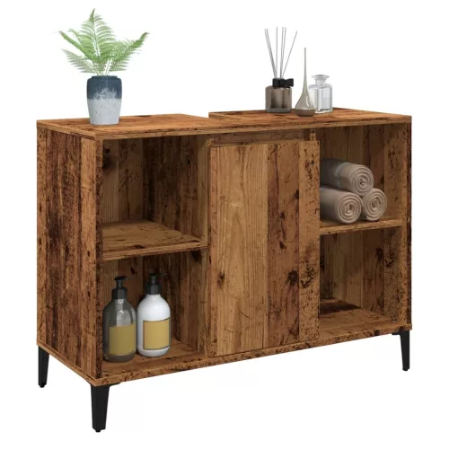 Antik fa színű szerelt fa mosdószekrény 80 x 33 x 60 cm