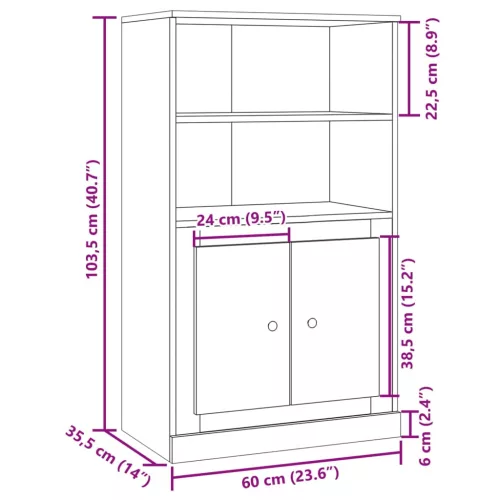 Antik fa színű szerelt fa magasszekrény 60x35,5x103,5 cm