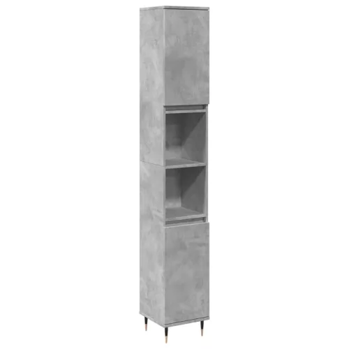 Betonszürke szerelt fa fürdőszobaszekrény 30 x 30 x 190 cm