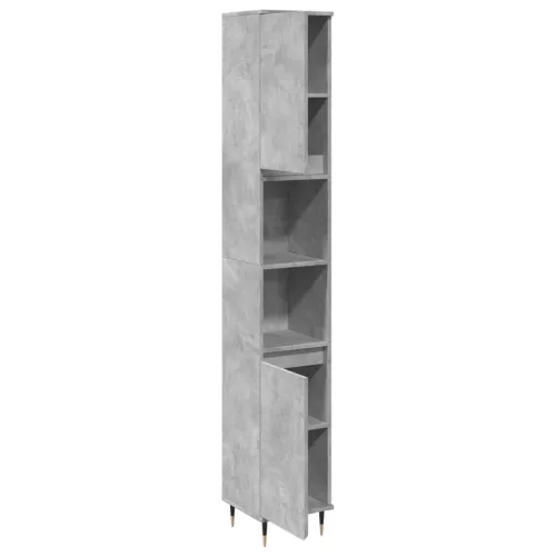 Betonszürke szerelt fa fürdőszobaszekrény 30 x 30 x 190 cm