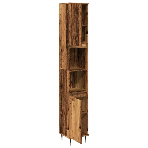 Antik fa színű szerelt fa fürdőszobaszekrény 30 x 30 x 190 cm