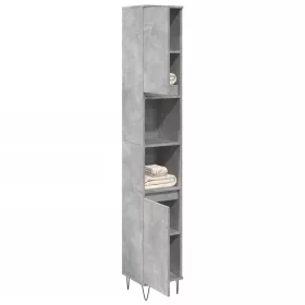   Betonszürke szerelt fa fürdőszobaszekrény 30 x 30 x 190 cm