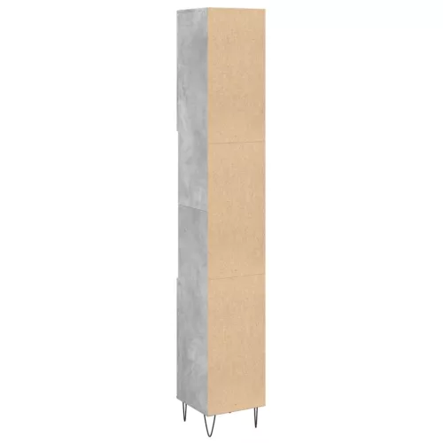 Betonszürke szerelt fa fürdőszobaszekrény 30 x 30 x 190 cm