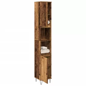   Antik fa színű szerelt fa fürdőszobaszekrény 30 x 30 x 190 cm