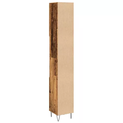 Antik fa színű szerelt fa fürdőszobaszekrény 30 x 30 x 190 cm