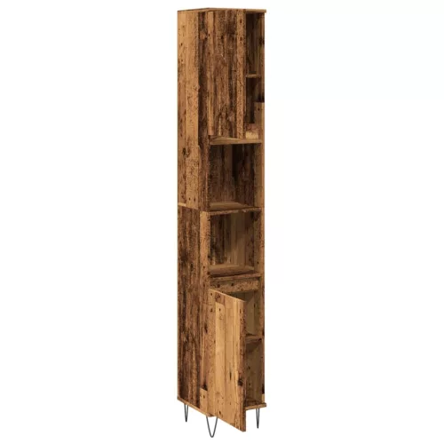 Antik fa színű szerelt fa fürdőszobaszekrény 30 x 30 x 190 cm