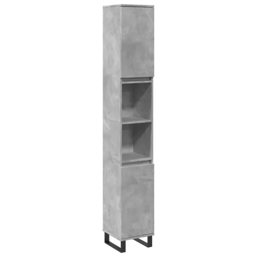 Betonszürke szerelt fa fürdőszobaszekrény 30 x 30 x 190 cm