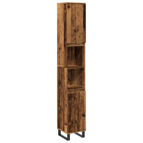 Antik fa színű szerelt fa fürdőszobaszekrény 30 x 30 x 190 cm