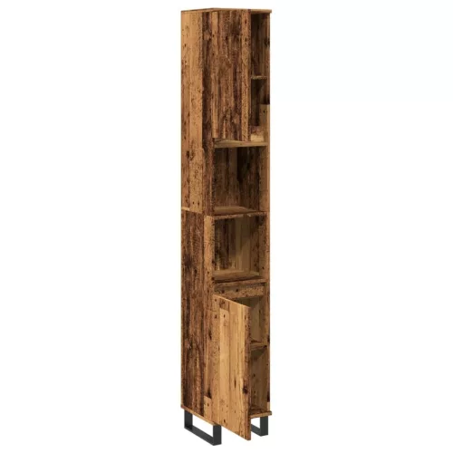 Antik fa színű szerelt fa fürdőszobaszekrény 30 x 30 x 190 cm