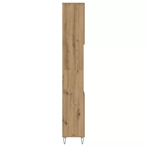 Kézműves tölgy színű szerelt fa fürdőszobaszekrény 30x30x190 cm