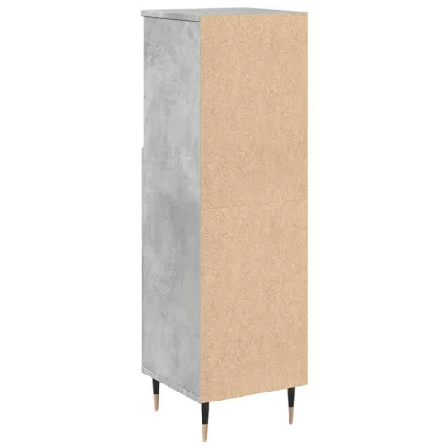 Betonszürke szerelt fa fürdőszobaszekrény 30 x 30 x 100 cm