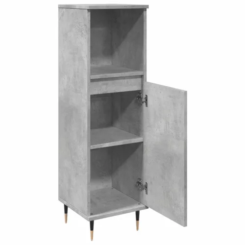 Betonszürke szerelt fa fürdőszobaszekrény 30 x 30 x 100 cm