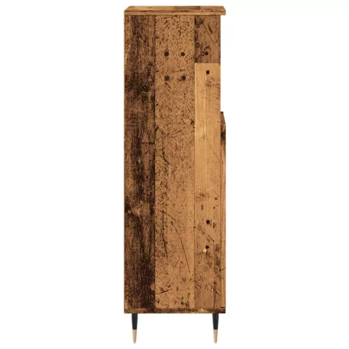Antik fa színű szerelt fa fürdőszobaszekrény 30 x 30 x 100 cm