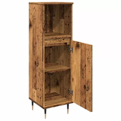 Antik fa színű szerelt fa fürdőszobaszekrény 30 x 30 x 100 cm