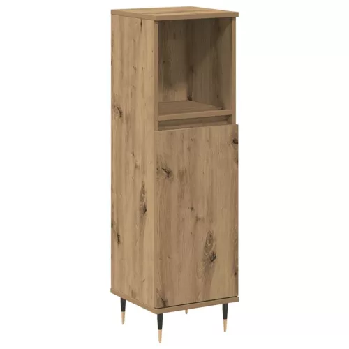 Kézműves tölgy színű szerelt fa fürdőszobaszekrény 30x30x100 cm