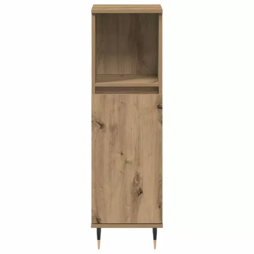 Kézműves tölgy színű szerelt fa fürdőszobaszekrény 30x30x100 cm
