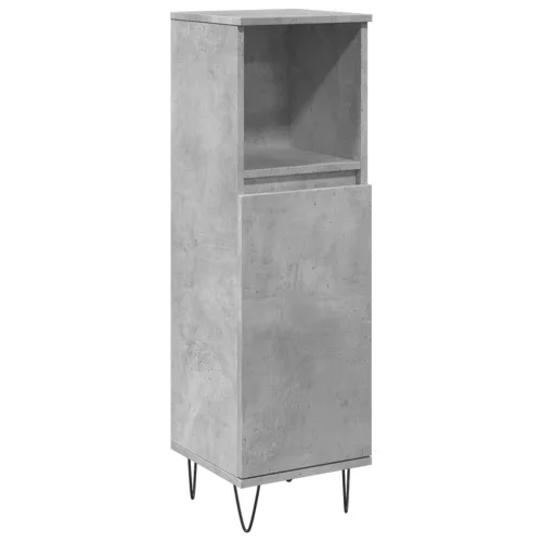 Betonszürke szerelt fa fürdőszobaszekrény 30 x 30 x 100 cm