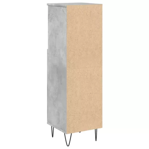 Betonszürke szerelt fa fürdőszobaszekrény 30 x 30 x 100 cm