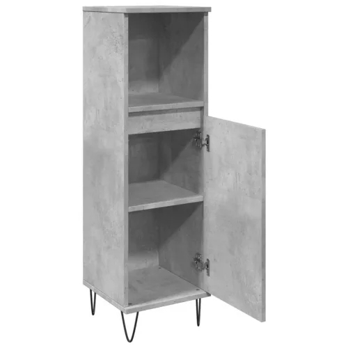 Betonszürke szerelt fa fürdőszobaszekrény 30 x 30 x 100 cm