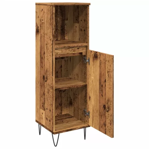 Antik fa színű szerelt fa fürdőszobaszekrény 30 x 30 x 100 cm