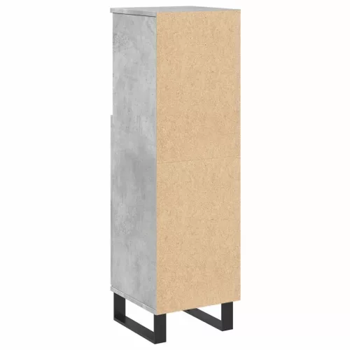 Betonszürke szerelt fa fürdőszobaszekrény 30 x 30 x 100 cm