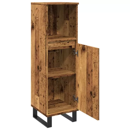 Antik fa színű szerelt fa fürdőszobaszekrény 30 x 30 x 100 cm