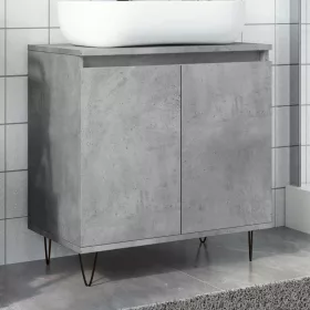 Betonszürke szerelt fa fürdőszobaszekrény 58x33x60 cm