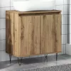Kézműves tölgy színű szerelt fa fürdőszobaszekrény 58x33x60 cm