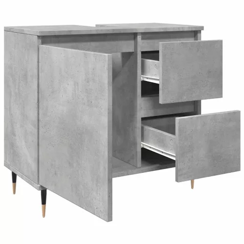 Betonszürke szerelt fa fürdőszobaszekrény 65 x 33 x 60 cm
